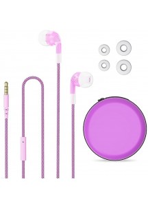 Wired Earbuds with Mic & Volume Control, Pink(Single shot is not delivered)