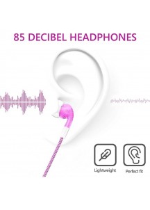 Wired Earbuds with Mic & Volume Control, Pink(Single shot is not delivered)