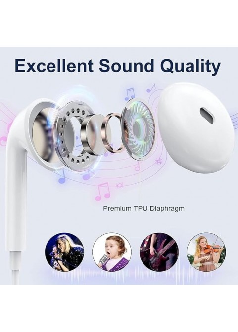 Type-C In-ear Headphones Wired, White(Single shot is not delivered)